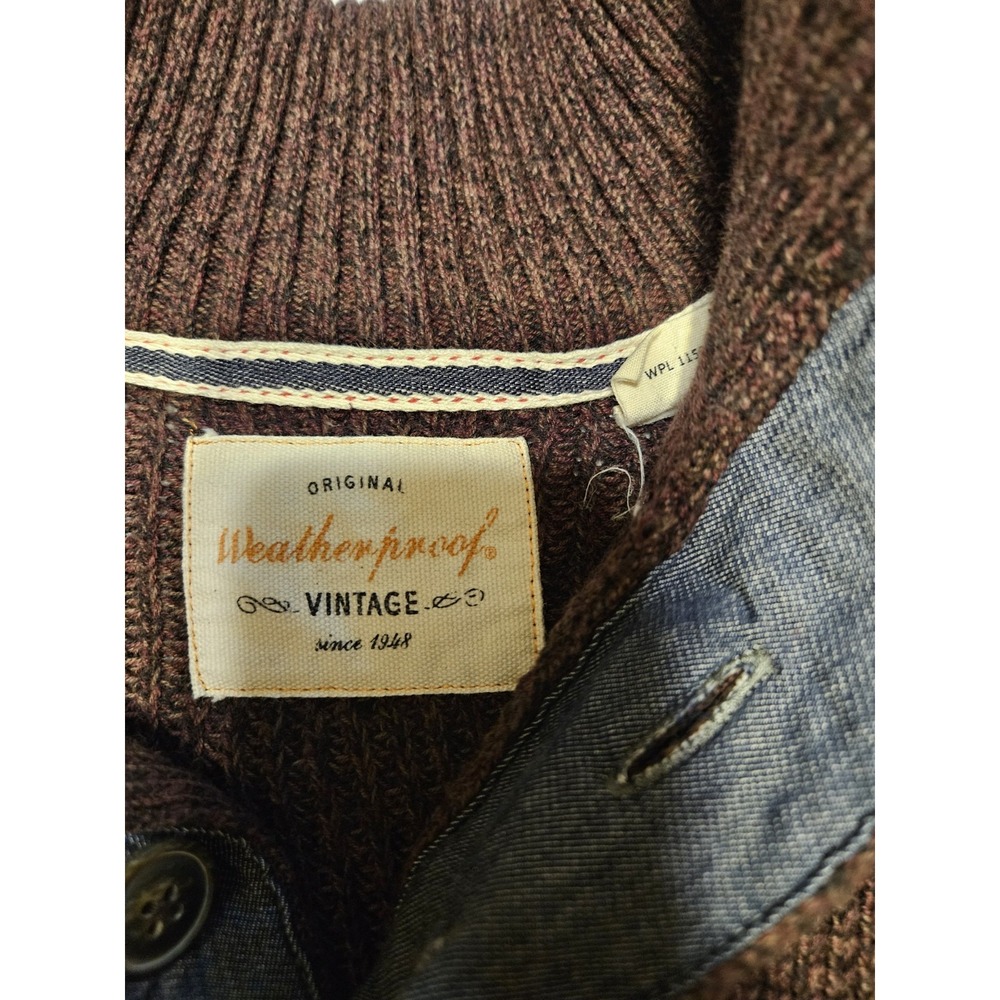 Weatherproof Vintage Small Brown Knit Pullover Sweater 3 Button Mock Neck - Picture 5 of 7
